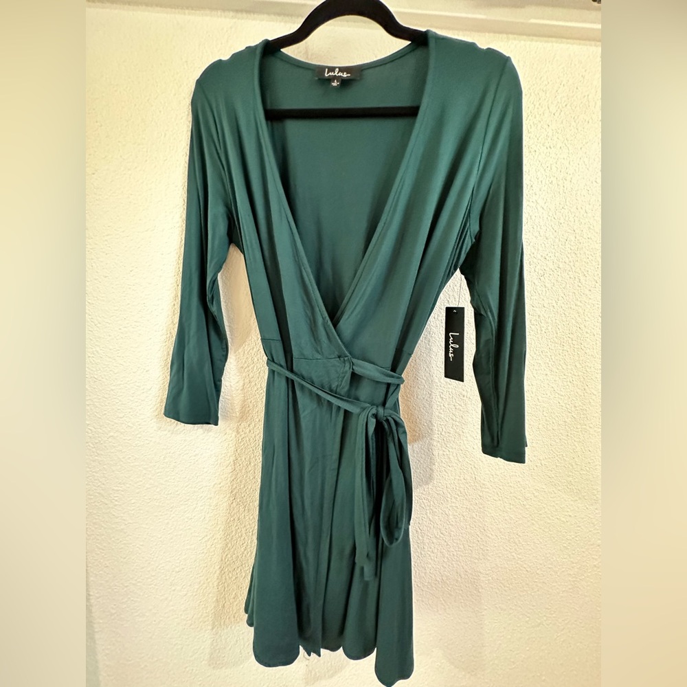 Lulus Emerald Green Wrap Dress